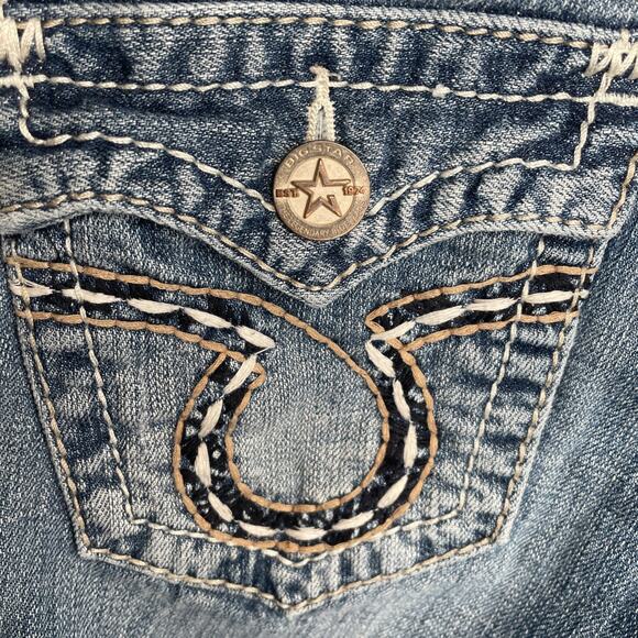 Big Star Women’s Low-Rise Liv Boot Cut Jeans Sz 27R Thick Stitching Distressed - Picture 8 of 16